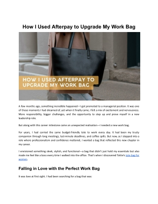 how i used afterpay to upgrade my work bag