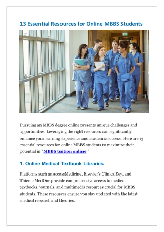 13 Essential Resources for Online MBBS Students