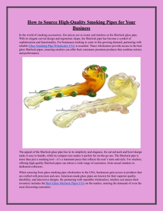 How to Source High-Quality Smoking Pipes for Your Business