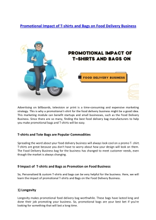 Promotional Impact of T-shirts and Bags on Food Delivery Business