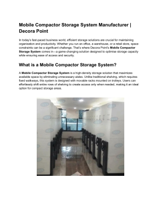 mobile compactor storage system manufacturer