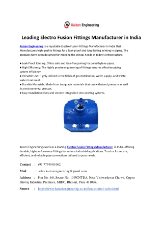 Leading Electro Fusion Fittings Manufacturer in India