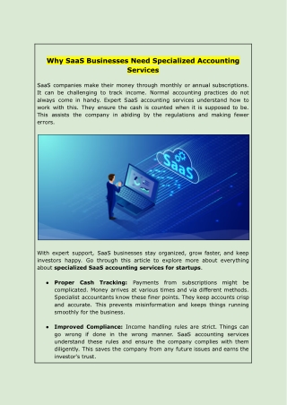 Why SaaS Businesses Need Specialized Accounting Services