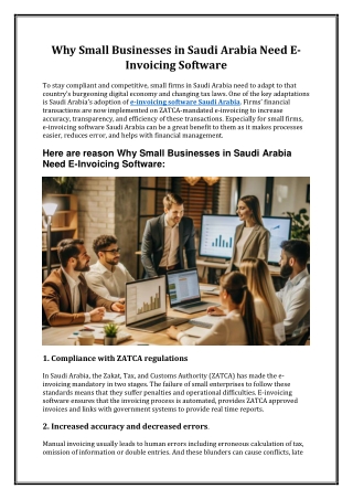 Why Small Businesses in Saudi Arabia Need E-Invoicing Software
