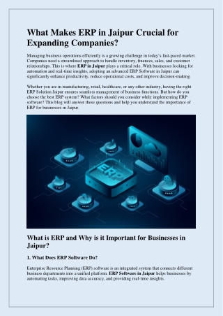 What Makes ERP in Jaipur Crucial for Expanding Companies
