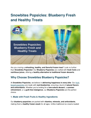 Snowbites Popsicles Blueberry Fresh and Healthy Treats