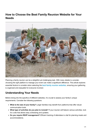 How to Choose the Best Family Reunion Website for Your Needs