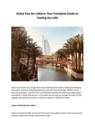 Dubai Visa for Indians: Your Complete Guide to Visiting the UAE