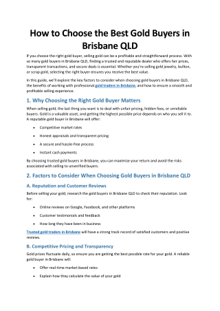 How to Choose the Best Gold Buyers in Brisbane QLD
