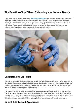 The Benefits of Lip Fillers Enhancing Your Natural Beauty