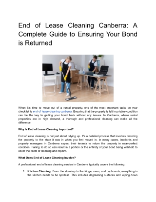End of Lease Cleaning Canberra_ A Complete Guide to Ensuring Your Bond is Returned