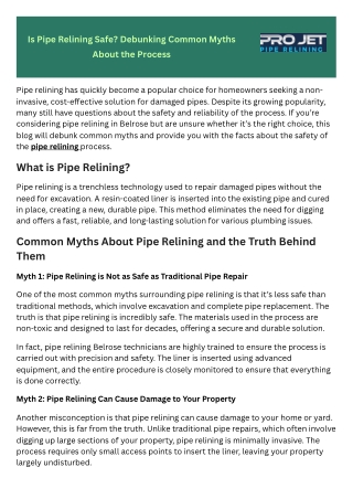 Is Pipe Relining Safe Debunking Common Myths About the Process