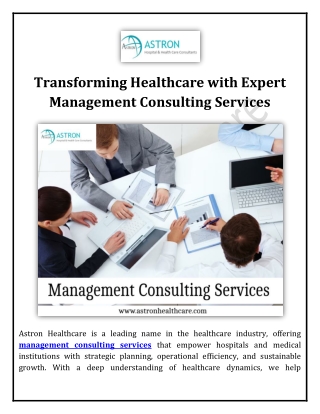 Transforming Healthcare with Expert Management Consulting Services