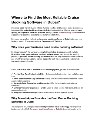 Where to Find the Most Reliable Cruise Booking Software in Dubai