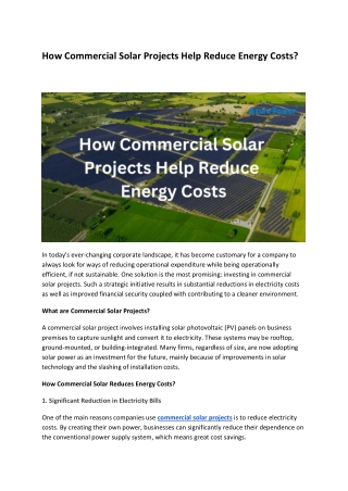 How Commercial Solar Projects Help Reduce Energy Costs?