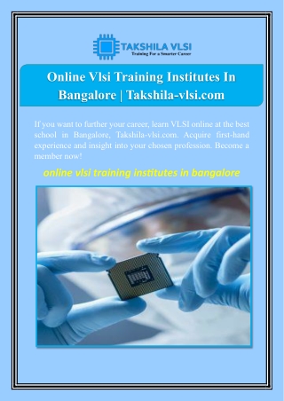 online vlsi training institutes in bangalore
