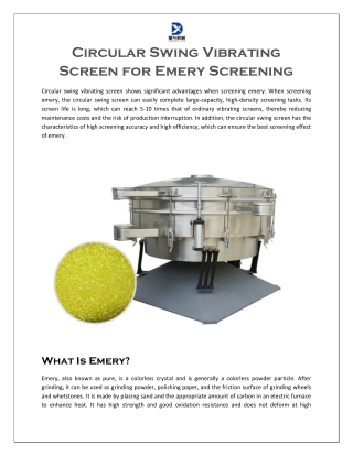 circular swing vibrating screen for emery