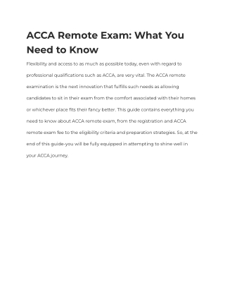 ACCA Remote Exam_ What You Need to Know
