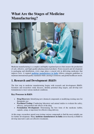 What Are the Stages of Medicine Manufacturing