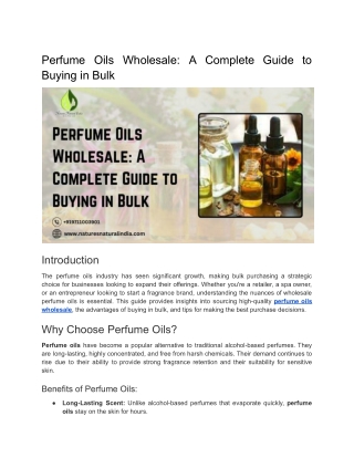 Perfume Oils Wholesale_ A Complete Guide to Buying in Bulk
