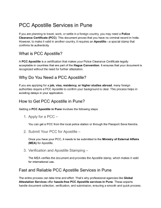 Affordable PCC Apostille Services in Pune