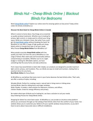 Blinds Hut – Cheap Blinds Online | Blackout Blinds For Bedrooms