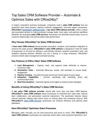 top sales crm software provider automate optimize