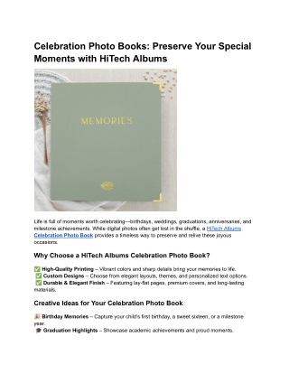 Celebration Photo Books _  HiTech Albums
