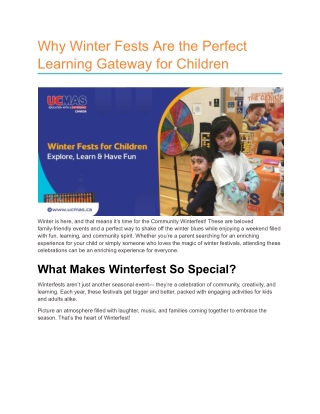 Why Winter Fests Are the Perfect Learning Gateway for Children