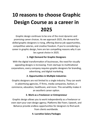 10 reasons to choose Graphic Design Course as a career in 2025