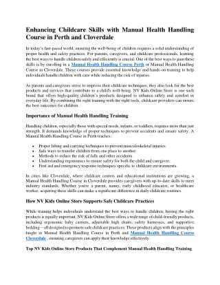 enhancing childcare skills with manual health