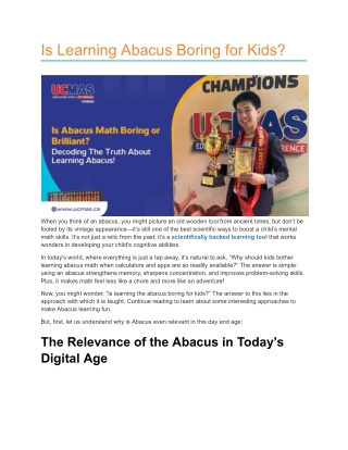 Is Learning Abacus Boring for Kids