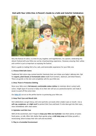 Holi with Your Little One A Parent's Guide to a Safe and Colorful Celebration