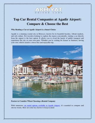 Top Car Rental Companies at Agadir Airport Compare & Choose the Best