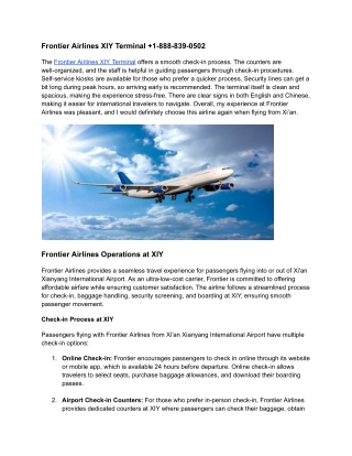 frontier airlines xiy terminal 1 888 839 0502