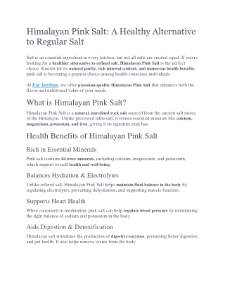 Himalayan Pink Salt: A Healthy Alternative to Regular Salt