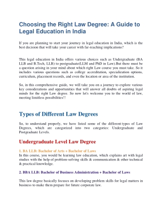 choosing the right law degree a guide to legal