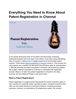 Everything You Need to Know About Patent Registration in Chennai - Google Docs