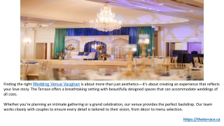 Choose The Terrace for Your Dream Wedding Venue & Banquet Hall in Vaughan.pptx