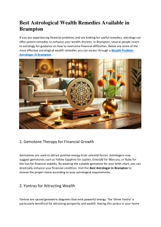 Best Astrological Wealth Remedies Available in Brampton