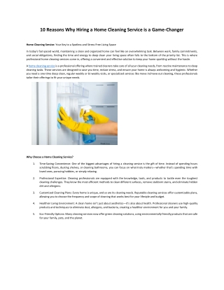 10 Reasons Why Hiring a Home Cleaning Service is a Game 1