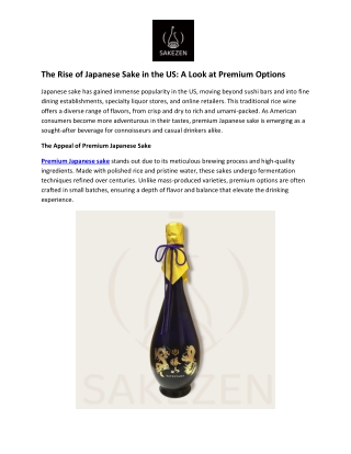 the rise of japanese sake in the us a look