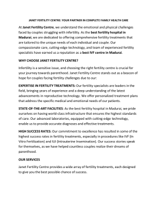 janet fertility centre your partner in complete
