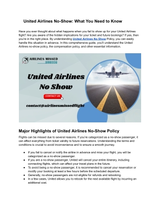 How to Avoid No-Show Fees with United Airlines