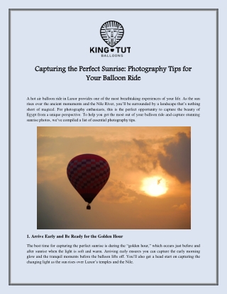Capturing the Perfect Sunrise Photography Tips for Your Balloon Ride