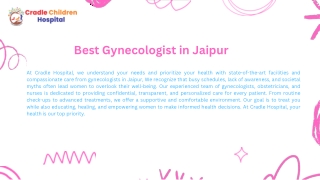 Best Gynecologist in Jaipur - Cradle Children Hospital