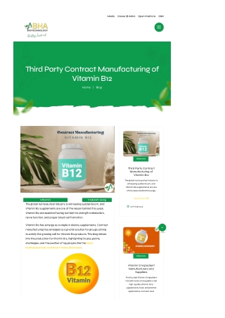 Third Party Contract Manufacturing of Vitamin B12