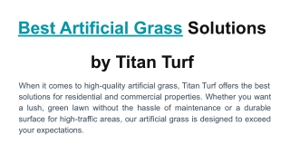 Best Artificial Grass Solutions by Titan Turf