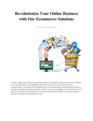 Revolutionize Your Online Business with Our Ecom Solution
