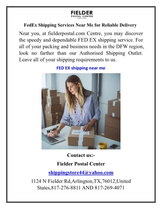 FedEx Shipping Services Near Me for Reliable Delivery